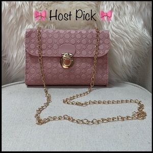 MINI TEXTURED PUSH LOCK PINK CROSSBODY BAG